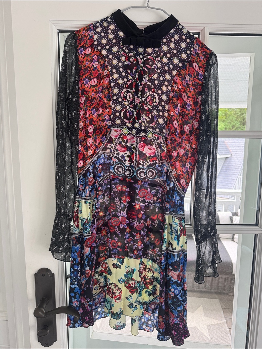 MARY KATRANTZOU Black Multi Floral Patchwork Mini Dress